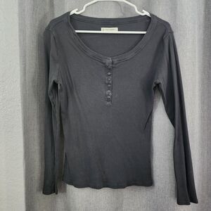 Lucky Brand Charcoal Long Sleeve Henley Top
